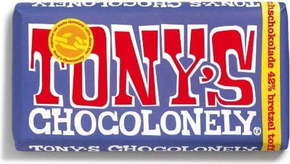 Tony's Chocolonely Mlečna čokolada 32% s prestami in toffe - 180 g